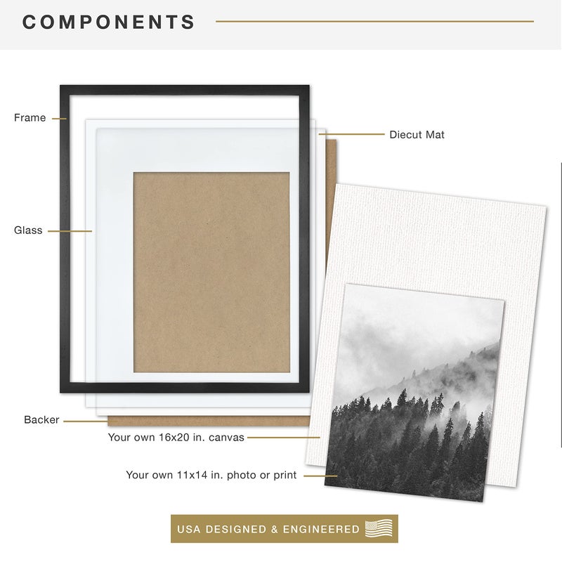 MCS Art Frame with Mat Opening, Black, 16 x 20 in - Image 4